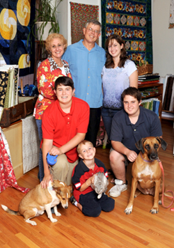 Ann, Brian, and children at Heartsong Quilts